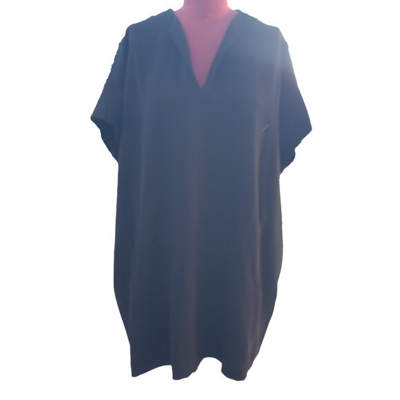 Diane Von Furstenberg Kora Dress Black Crepe Split V Neck Short Shift Small - Picture 1 of 8